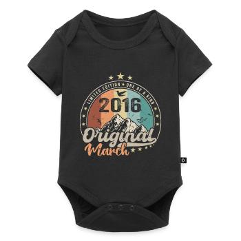 Geburtstagsgeschenk Geboren im März 2016 Retro 2016 - Baby Premium Kurzarmbody - Schwarz - Vorne