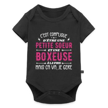 Petite Soeur et Une Boxeuse - Body à manches courtes Premium Bébé - noir - Devant