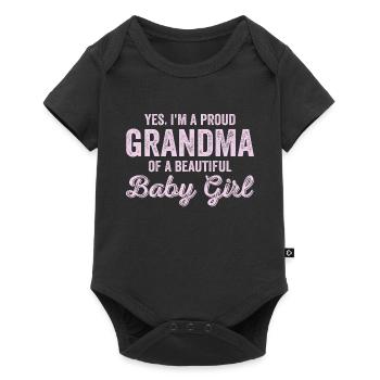 New Baby Announcement 1st Time Proud Girl Grandma - Baby Premium short-sleeve bodysuit - black - Front