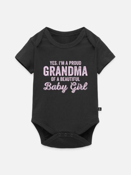 New Baby Announcement 1st Time Proud Girl Grandma - Baby Premium short-sleeve bodysuit - black