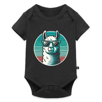 Llama Alpaca in Blue with Sunglasses Comic Art - Baby Premium short-sleeve bodysuit - black - Front