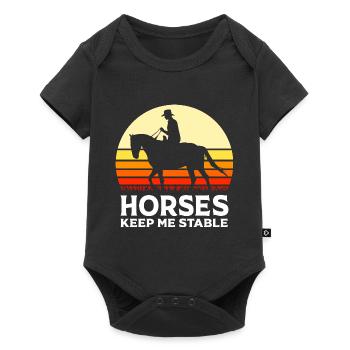 Pferderennen - Baby Premium Kurzarmbody - Schwarz - Vorne