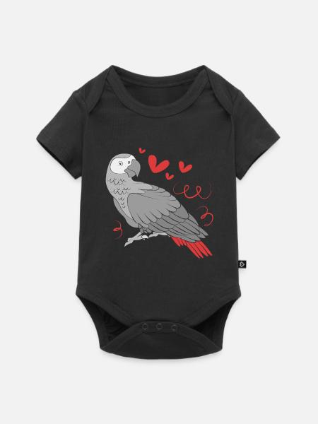 Papagei Grau - Baby Premium Kurzarmbody - Schwarz