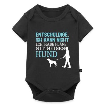 Hunde – Shirt Hundepapa Hundeglück Pfote Geschenk - Baby Premium Kurzarmbody - Schwarz - Vorne