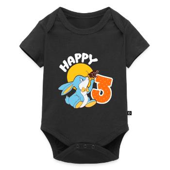 3 ans anniversaire garçon fille un lapin 3. - Body à manches courtes Premium Bébé - noir - Devant
