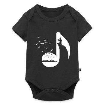 Birds Retro Flute Player - Baby Premium short-sleeve bodysuit - black - Front