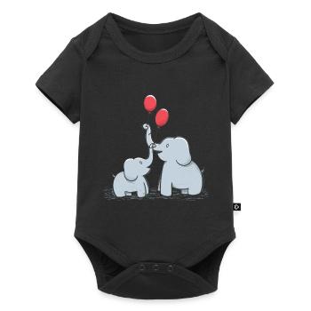 Sweet elephants with red balloons - Baby Premium short-sleeve bodysuit - black - Front