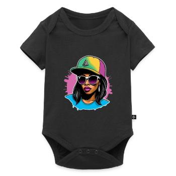 Urbanes Vibe Girl - Baby Premium Kurzarmbody - Schwarz - Vorne