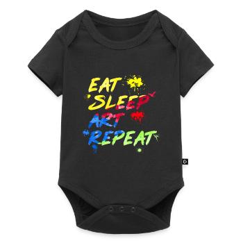 Art aquarelle manger sommeil art répéter - Body à manches courtes Premium Bébé - noir - Devant