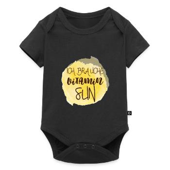 Vitamin Sun Spruch Sommer Sonne Geschenk - Baby Premium Kurzarmbody - Schwarz - Vorne
