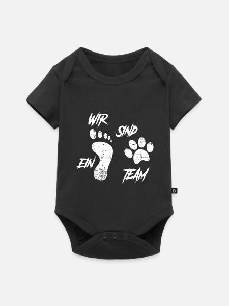 Hunde Spruch wir sind ein Team Geschenk - Baby Premium Kurzarmbody - Schwarz