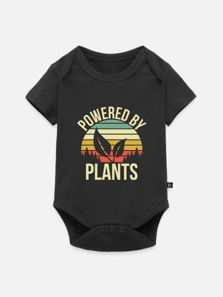 Powered by plants Geschenk - Baby Premium Kurzarmbody - Schwarz