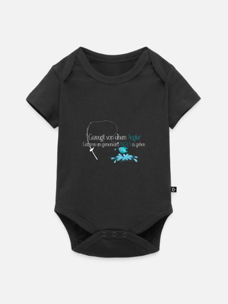 Gezeugt von einem Angler um gemeinsam zu angeln - Baby Premium Kurzarmbody - Schwarz