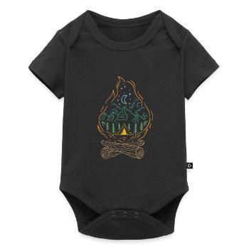 Feu de camp camping avec tente en plein air dans la forêt d'arbres - Body à manches courtes Premium Bébé - noir - Devant