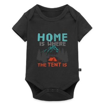 Winter camping tents camping mountains forest outdoor - Baby Premium short-sleeve bodysuit - black - Front
