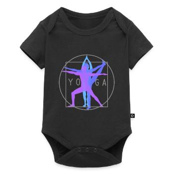 Vitruvian man yoga yoga movement logo ladies - Baby Premium short-sleeve bodysuit - black - Front