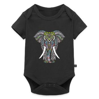 Elefant Mandala Tribal Ganesha Chakra Yoga Tattoo - Baby Premium Kurzarmbody - Schwarz - Vorne