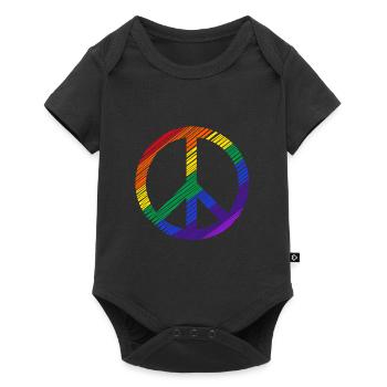 Signe de paix dans les couleurs homo arc-en-ciel paix - Body à manches courtes Premium Bébé - noir - Devant