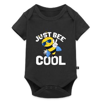 Just Bee Cool - Süße Biene Hummel Wespe - Baby Premium Kurzarmbody - Schwarz - Vorne