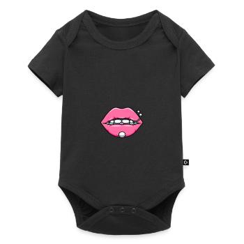 Masque avec masque pour les lèvres et les piercings - Body à manches courtes Premium Bébé - noir - Devant