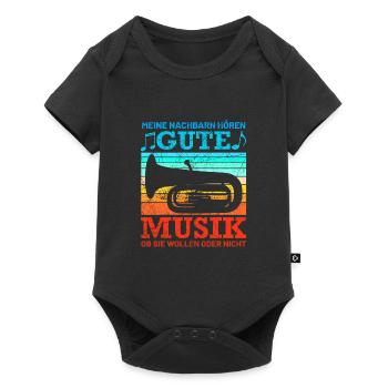 Retro Tuba Design mit Spruch - Baby Premium Kurzarmbody - Schwarz - Vorne