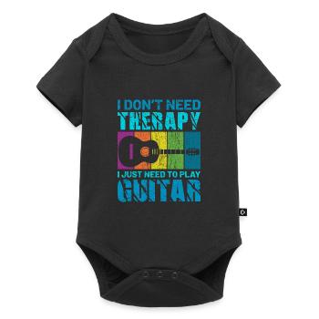 Akustik Gitarre Retro Spruch Geschenk - Baby Premium Kurzarmbody - Schwarz - Vorne