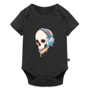 Gaming Headset Totenkopf Gamer Geschenk Skelett - Baby Premium Kurzarmbody - Schwarz - Vorne