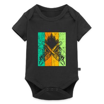 Bûcheron Rétro Design avec tronçonneuse tronçonneuse - Body à manches courtes Premium Bébé - noir - Devant