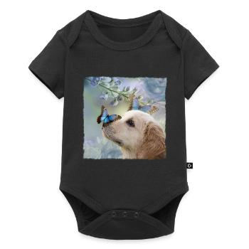 Chiot papillon chiot papillon mignon chien - Body à manches courtes Premium Bébé - noir - Devant