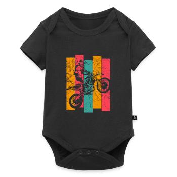 Vintage motocross enduro motorcyclist men - Baby Premium short-sleeve bodysuit - black - Front