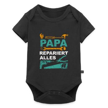 Papa repariert alles Handwerker Vater Geschenk - Baby Premium Kurzarmbody - Schwarz - Vorne