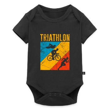 Vintage Triathlon Triathletes Gift Endurance - Baby Premium short-sleeve bodysuit - black - Front