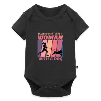 Ne jamais sous-estimer une femme avec un chien canicross - Body à manches courtes Premium Bébé - noir - Devant