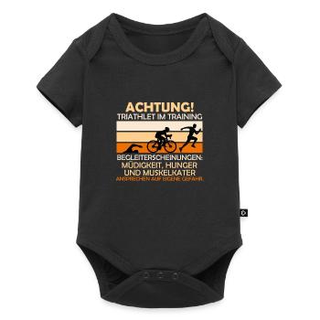 Lustiger Spruch für Triathleten Triathlon Geshcenk - Baby Premium Kurzarmbody - Schwarz - Vorne