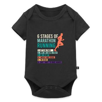 6 Stages of Marathon Running Saying Runner Funny - Baby Premium short-sleeve bodysuit - black - Front