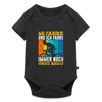 60 Jahre und noch immer ohne Akku 60. Geburtstag - Baby Premium Kurzarmbody - Schwarz - Vorne