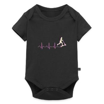 Scooter Roller Tretroller Herzschlag Herzlinie - Baby Premium Kurzarmbody - Schwarz - Vorne