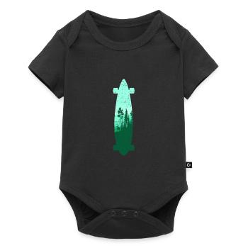 Longboard Longboarder Skateboard Skate Sihouette - Baby Premium Kurzarmbody - Schwarz - Vorne