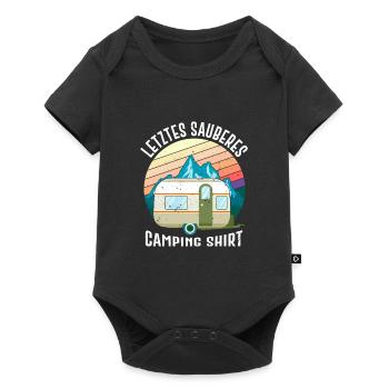 Letztes sauberes Campingshirt Wohnwagen Camper - Baby Premium Kurzarmbody - Schwarz - Vorne