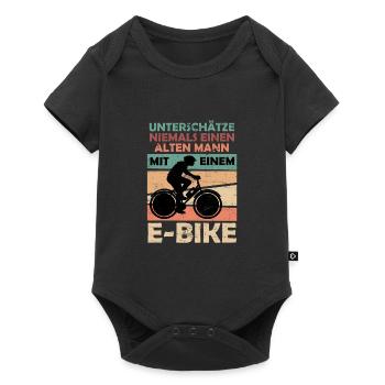 Alter Mann mit E-Bike Fahrrad Fahrradfahrer - Baby Premium Kurzarmbody - Schwarz - Vorne