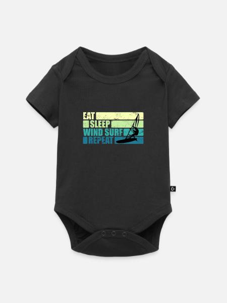 Vintage Windsurfer Cadeau Eat Sleep Windsurf - Body à manches courtes Premium Bébé - noir