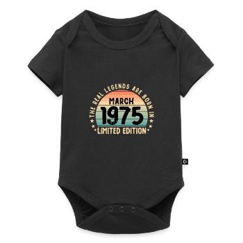 Né en 1975 Tee Vintage Legend Né en mars - Body à manches courtes Premium Bébé - noir - Devant
