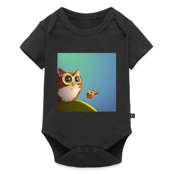 Cat and owl - Baby Premium short-sleeve bodysuit - black - Front