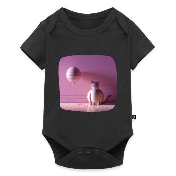Pink cat with a balloon - Baby Premium short-sleeve bodysuit - black - Front