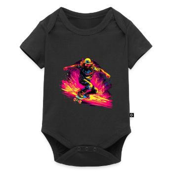 Skateboarder Neon Stil - Baby Premium Kurzarmbody - Schwarz - Vorne