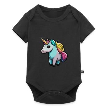 Cute Unicorn - Baby Premium short-sleeve bodysuit - black - Front