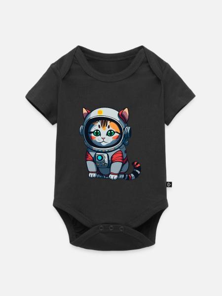 Cyberpunk Astrokatze - Baby Premium Kurzarmbody - Schwarz