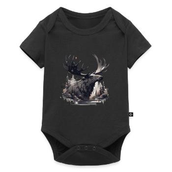 Elk deer nature Scandinavian forest - Baby Premium short-sleeve bodysuit - black - Front