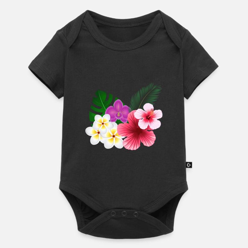 Fleurs tropicales et fleurs - Body à manches courtes Premium Bébé - noir