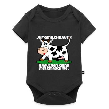 Jungbauer Baby Strampler - Milchbauer Baby - Baby Premium Kurzarmbody - Schwarz - Vorne